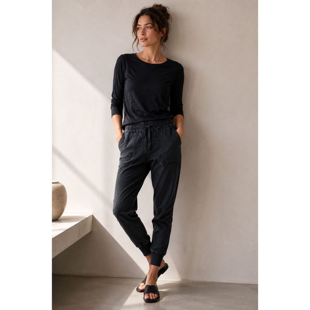 Standard James Perse Black Estilo Drawstring Jogger Pants Trousers Women's Sz 0